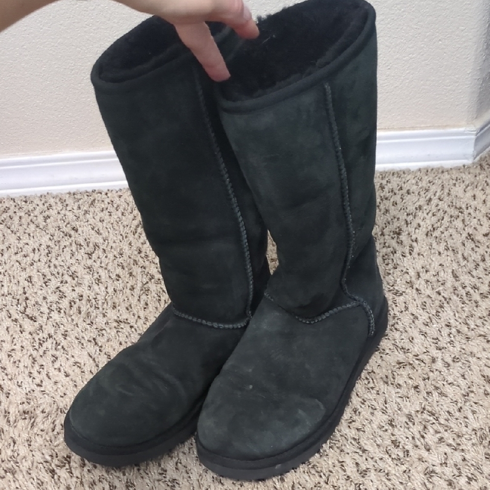 Dark Black Suede Boots